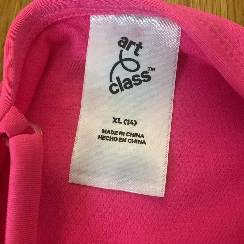 Art Class Girls Pink Cross Front One Piece Swimsuit Size XL